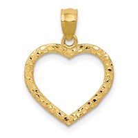 14K Polished and Textured Open Heart Pendant view 1