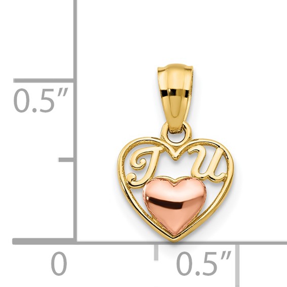 14k Two-tone Mini I LOVE U Charm