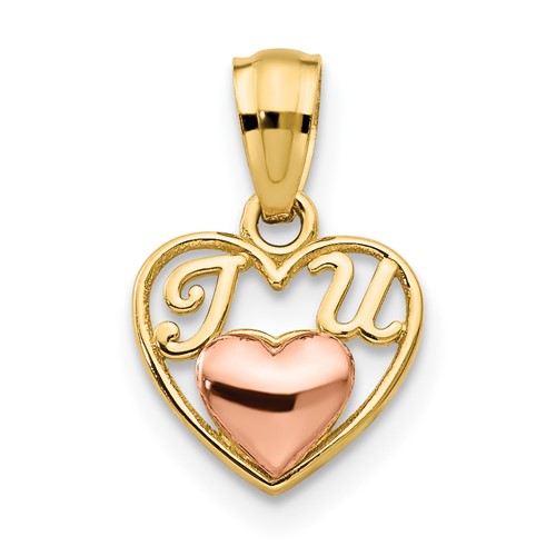 14K Two-tone Mini I Love U Charm