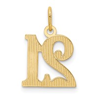 14K Yellow Gold Diamond-cut 21 Pendant view 3