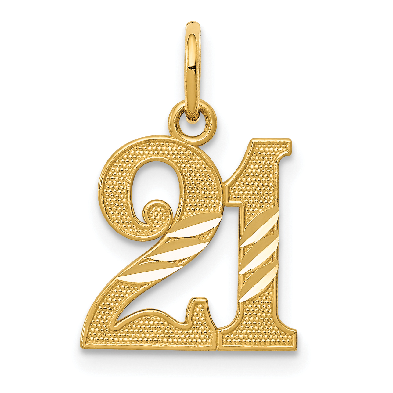 14k Diamond-cut 21 Pendant (YC459)