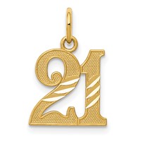 14K Yellow Gold Diamond-cut 21 Pendant view 1
