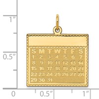 14K Yellow Gold Sunday the First Day Engravable Calendar Pendant view 4