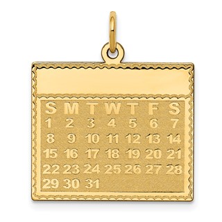 14k Sunday the First Day Engravable Calendar Pendant