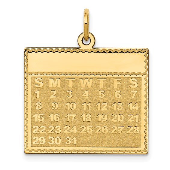 14k Sunday the First Day Engravable Calendar Pendant