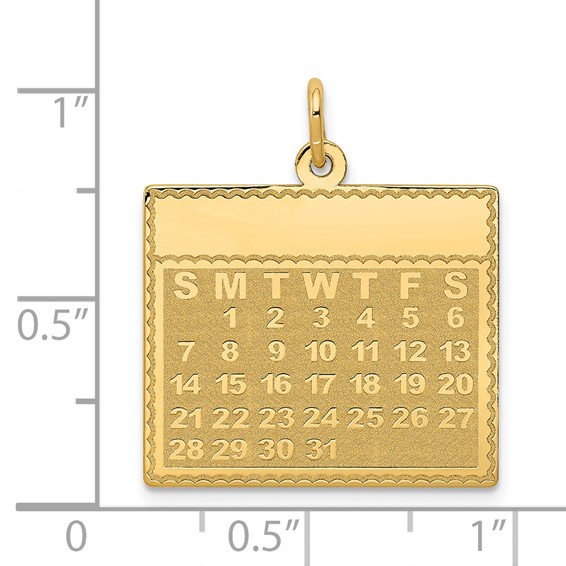 14k Monday the First Day Engravable Calendar Pendant