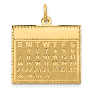 14k Monday the First Day Engravable Calendar Pendant