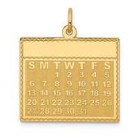 14K Yellow Gold Tuesday the First Day Engravable Calendar Pendant view 1