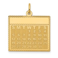 14K Yellow Gold Wednesday the First Day Engravable Calendar Pendant view 1