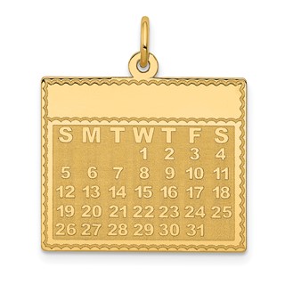 14k Wednesday the First Day Engravable Calendar Pendant