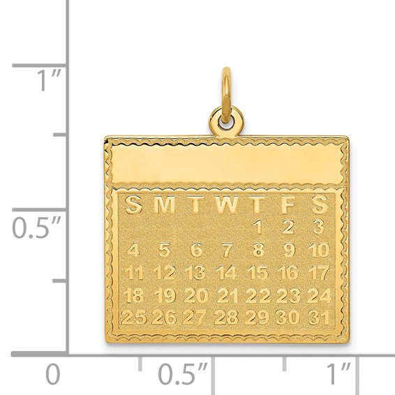 14k Thursday the First Day Engravable Calendar Pendant