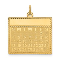 14K Yellow Gold Thursday the First Day Engravable Calendar Pendant view 1