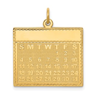 14k Thursday the First Day Engravable Calendar Pendant