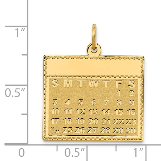 14k Friday the First Day Engravable Calendar Pendant