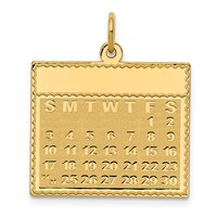 14K Yellow Gold Friday the First Day Engravable Calendar Pendant view 1