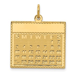 14k Friday the First Day Engravable Calendar Pendant