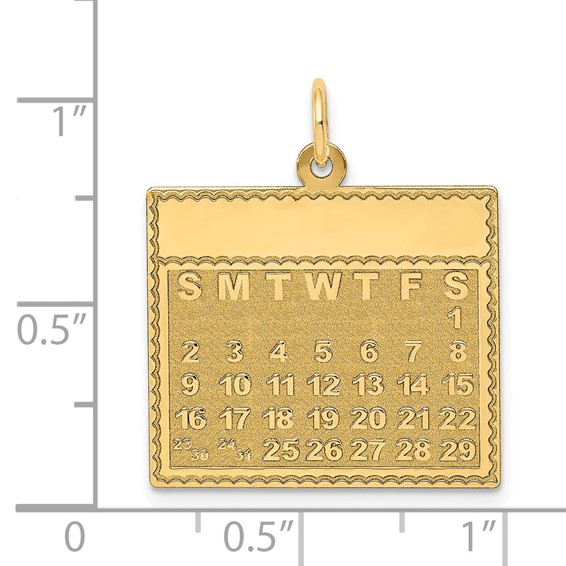 14k Saturday the First Day Engravable Calendar Pendant