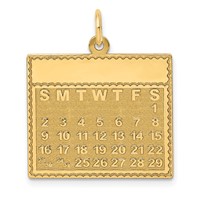 14K Yellow Gold Saturday the First Day Engravable Calendar Pendant view 1