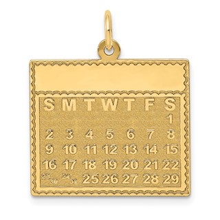 14k Saturday the First Day Engravable Calendar Pendant