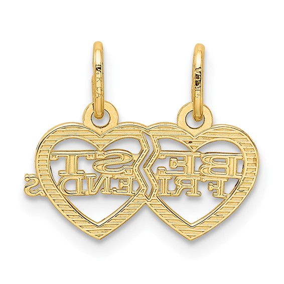14k Double Heart BEST FRIENDS 2-Piece Break-apart Charm