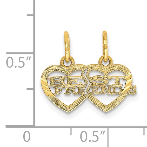 14k Double Heart BEST FRIENDS 2-Piece Break-apart Charm