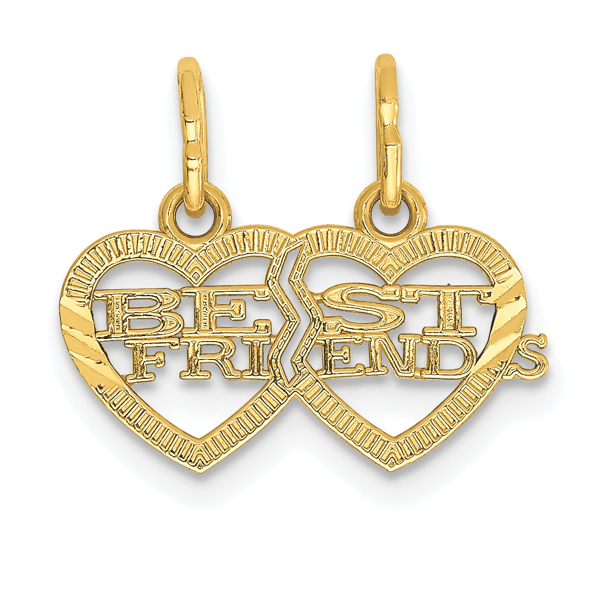14k Double Heart BEST FRIENDS Break-apart Charm (YC481)
