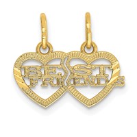 14K Yellow Gold Double Heart Best Friends 2-Piece Break-apart Charm view 1