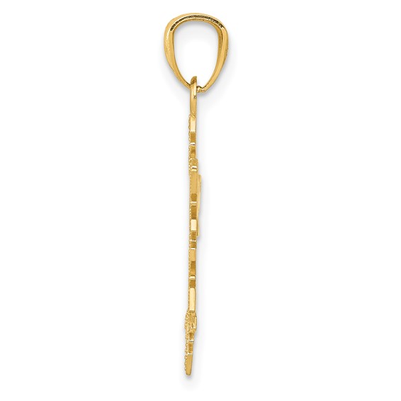 14k Diamond -Cut Snowflake Pendant