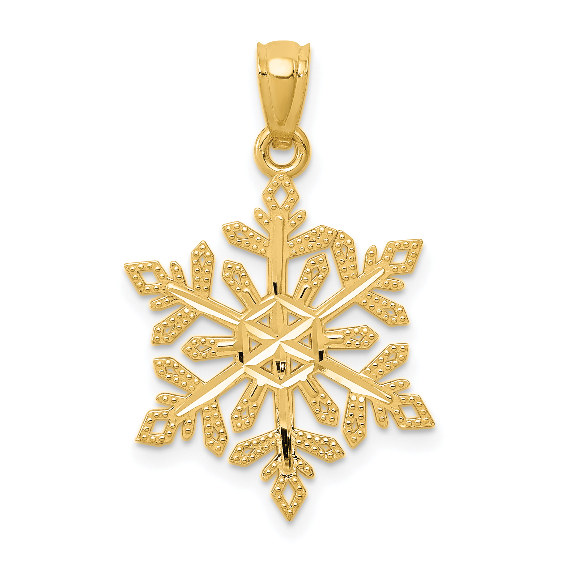 14k Diamond -Cut Snowflake Pendant (YC494)