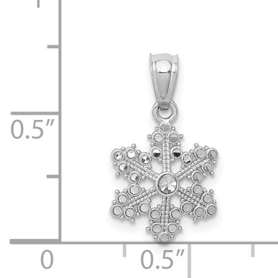 14k White Gold Snowflake Pendant
