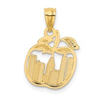14K Pendant with White Rhodium Cut-out New York Skyline in Apple view 3