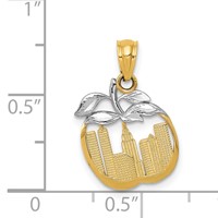 14K Pendant with White Rhodium Cut-out New York Skyline in Apple view 4