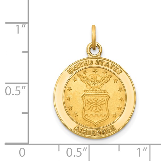 14k U.S. Air Force Insignia 17mm Disc Engravable on Reverse Pendant