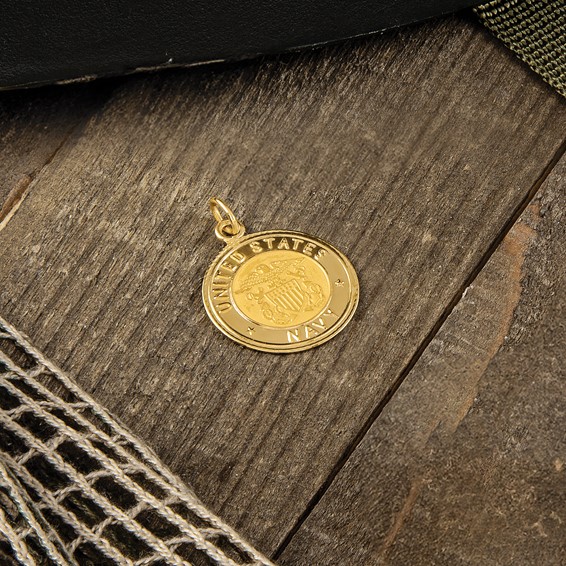 14k U.S. NAVY Insignia 17mm Disc Engravable on Reverse Pendant