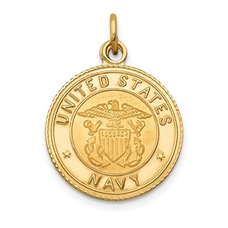 14k U.S. NAVY Insignia 17mm Disc Engravable on Reverse Pendant
