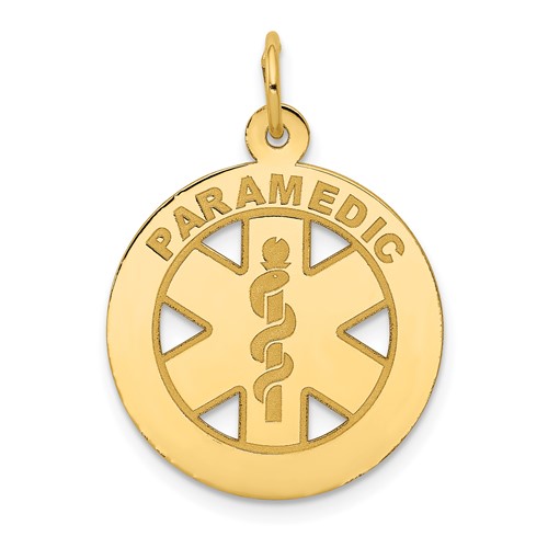 14K Yellow Gold Medium Paramedic Medical Pendant