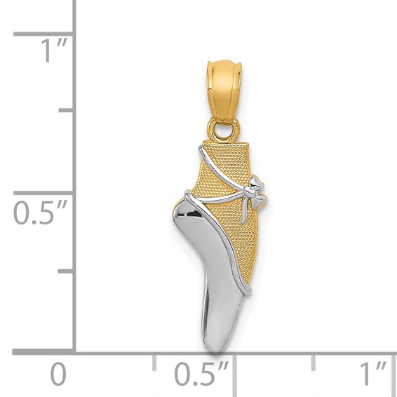 14K and White Rhodium Ballet Shoe Pendant