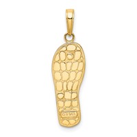 14K and White Rhodium 3-D Enameled Flowers on Green Flip Flop Pendant view 3