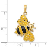 14K Yellow Gold Enameled 3-D Bumblebee Pendant view 3