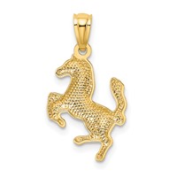 14K Yellow Gold Rearing Horse Pendant view 3