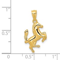 14K Yellow Gold Rearing Horse Pendant view 4