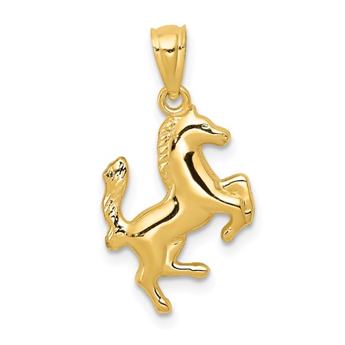 14K Yellow Gold Rearing Horse Pendant