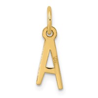 14K Yellow Gold Small Slanted Block Letter a Initial Charm view 3