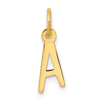 14K Yellow Gold Small Slanted Block Letter a Initial Charm view 1