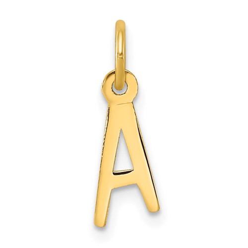 14K Yellow Gold Small Slanted Block Letter a Initial Charm