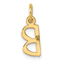 14K Yellow Gold Small Slanted Block Letter B Initial Charm view 3