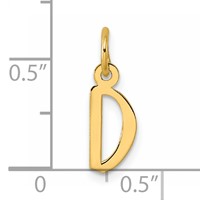 14K Yellow Gold Small Slanted Block Letter D Initial Charm view 4