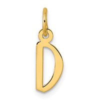 14K Yellow Gold Small Slanted Block Letter D Initial Charm view 1