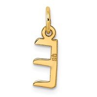 14K Yellow Gold Small Slanted Block Letter E Initial Charm view 3