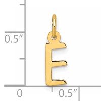 14K Yellow Gold Small Slanted Block Letter E Initial Charm view 4